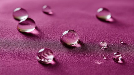 Water Drops on Purple Fabric