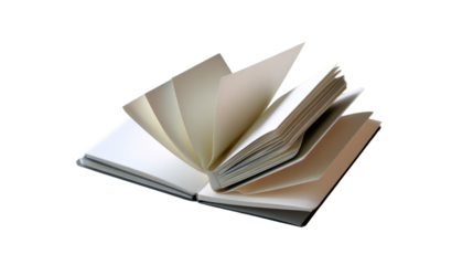 Open Notebook: Blank pages of an open notebook, ready for ideas and creativity.  A symbol of new beginnings and potential.