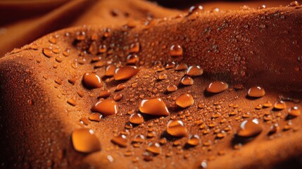 Water Droplet on Orange Fabric Surface