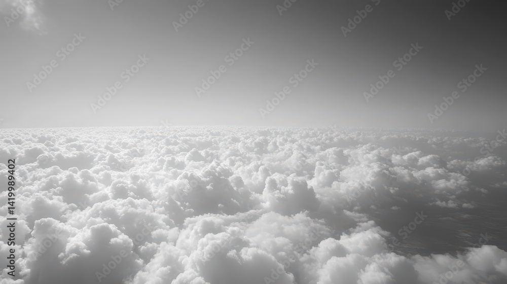 Canvas Prints a grayscale aerial view depicting expansive cloud formations and open skies