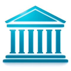 Architectural Icon with Columns Pediment Classic Design Blue Hue Finance Legal Symbol Structure.