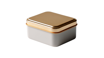 Grey and Gold Metal Tin: A stylish rectangular tin with a grey body and a gold lid, ideal for storage or gifting. Perfect for adding a touch of elegance to any setting.