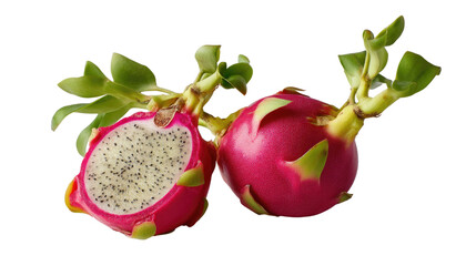 Vivid Dragon Fruit: A vibrant, eye-level shot showcasing the exotic allure of dragon fruit, perfectly ripe and sliced open, inviting exploration and delight. 