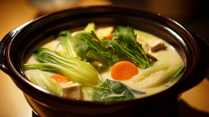 Japanese-style soy milk hot pot with vegetables and