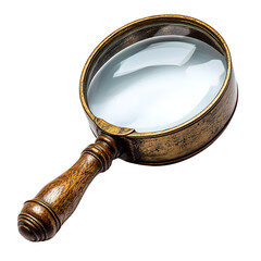 Magnifying glass antique vintage lens tool search zoom investigation object on transparent background
