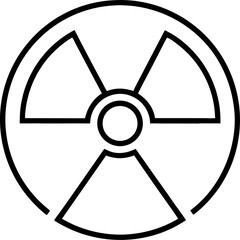 Line icon of a warning sign showing radiation hazard