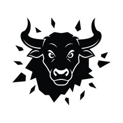 angry bull bursting through wall cartoon