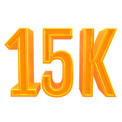 15K Followers 3d Golden Icon for Social Media Achievement and Marketing Success