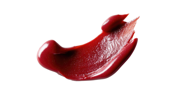 Scarlet Stroke of Elegance: An alluring swipe of deep scarlet lipstick, gracefully applied to reveal texture, color, and glamour. The image conveys beauty and cosmetics.
