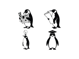 Obraz premium Educated Penguin silhouette Set