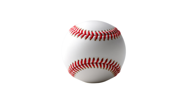 Classic Baseball: A close-up shot of a pristine baseball, showcasing the iconic red stitching against a smooth, textured surface, perfect for sports or recreation imagery.