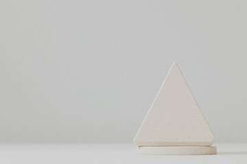 Fototapeta premium Minimalist cream-colored triangle on a circular platform
