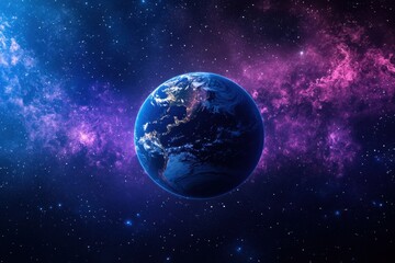 Fototapeta premium Exploring the beauty of Earth surrounded by vibrant cosmic colors
