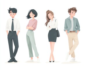 Fototapeta premium body language signals, stylized human figures showing posture and stance meanings in vector style, education infographic theme, flat design vector art