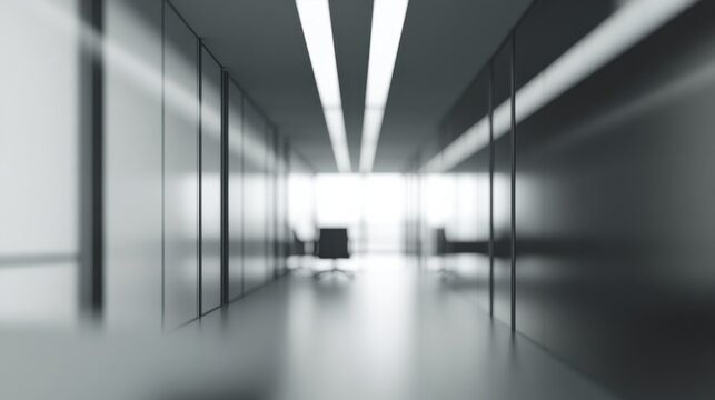 Abstract blurred office hall interior and meeting room. Blurry corridor in working space with defocused effect. Use for background or backdrop in business concept