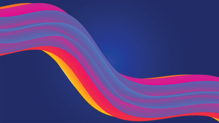 Vibrant Fluid Abstract Waves on Deep Blue Background | Colorful Flowing Gradient Art