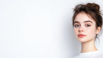 Naklejka premium Teenage girl with healthy skin and updo