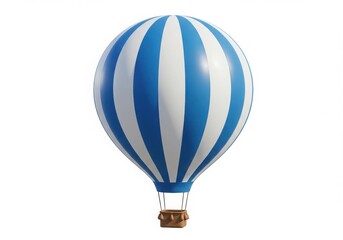 Naklejka premium Isolated hot air balloon with blue and white stripes isoleted on white background