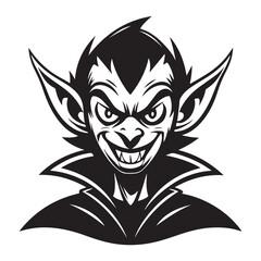 A vector logo design of a silhouette of a goblin mascot with a modern illustration concept style.