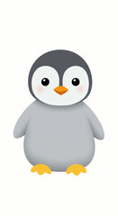 Fototapeta premium Cartoon Penguin Standing Isolated on White Background