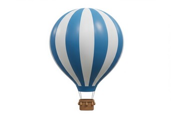 Fototapeta premium A blue and white striped hot air balloon isoleted on white background