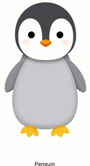 Cute Cartoon Penguin Illustration on White Background