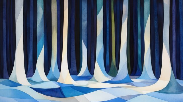 Indigo Forest Dance Fluid Geometric Depths