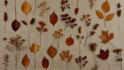 autumn leaves on wooden background