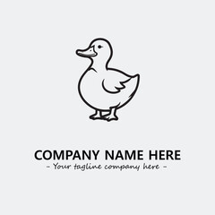 Duck illustration black and white for logo company vector image
