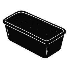 Isolated Black Vector loaf pan WIith White Background