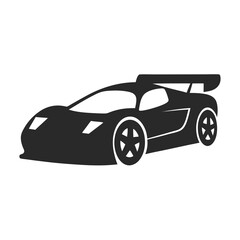 Racing Car vector silhouette illustration isolated on white background