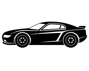 Racing Car vector silhouette illustration isolated on white background