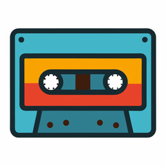 electric old audio cassette film vector icon with white background
