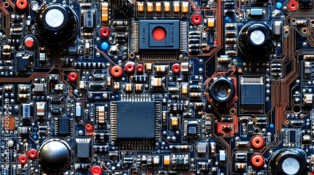 Poster a close up view shows a circuit board surface design
