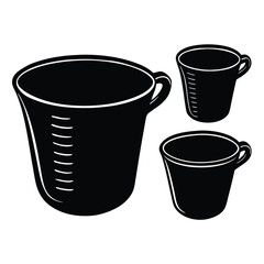 Isolated Black Vector measuring cups WIith White Background