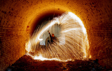 Fire Dance, Long Exposure in an Ancient Fort Tunnel