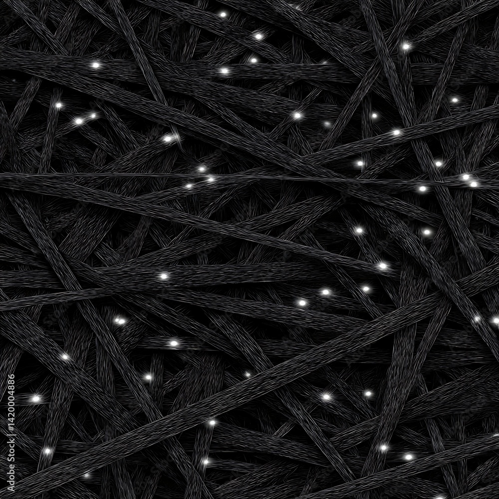 Aufkleber black wood sticks and intertwined strands of light creating a complex mesmerizing texture design.