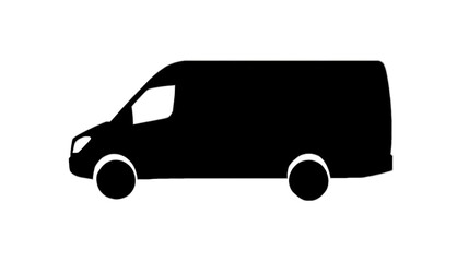 Black Van Icon Isolated on White Background Delivery Transportation Silhouette Design Graphic Element.