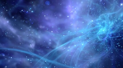 Fototapeta premium Blue Galaxy Dust Nebula with Stars and Energy Waves Cosmos in the Universe Sci Fi Concept Art