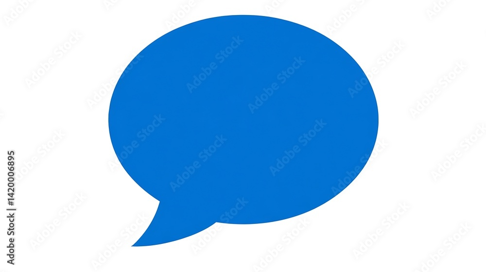 Poster blue speech bubble icon signifying communication or a message concept in graphic style design.