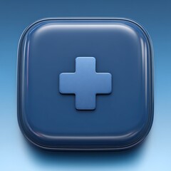 Obraz premium Blue Plus Sign in a Rounded Square Button Medical Symbol Health Care Icon Illustration