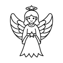 Fototapeta premium Black and White Angel Illustration for Christmas and Holiday Themes