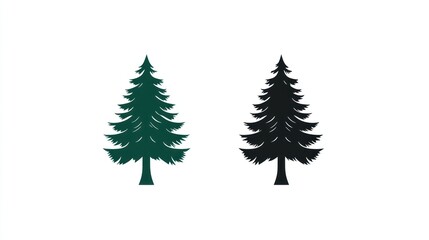 Fototapeta premium Two Pine Trees Silhouette Design