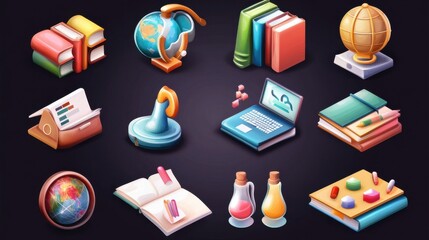 Educational web seminar, internet classes, professional personal teacher service icons set. Webinar, digital classroom, online teaching metaphors. Vector isolated concept metaphor illustrations