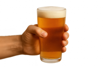 Hand Holding a Glass of Beer on a Transparent Background