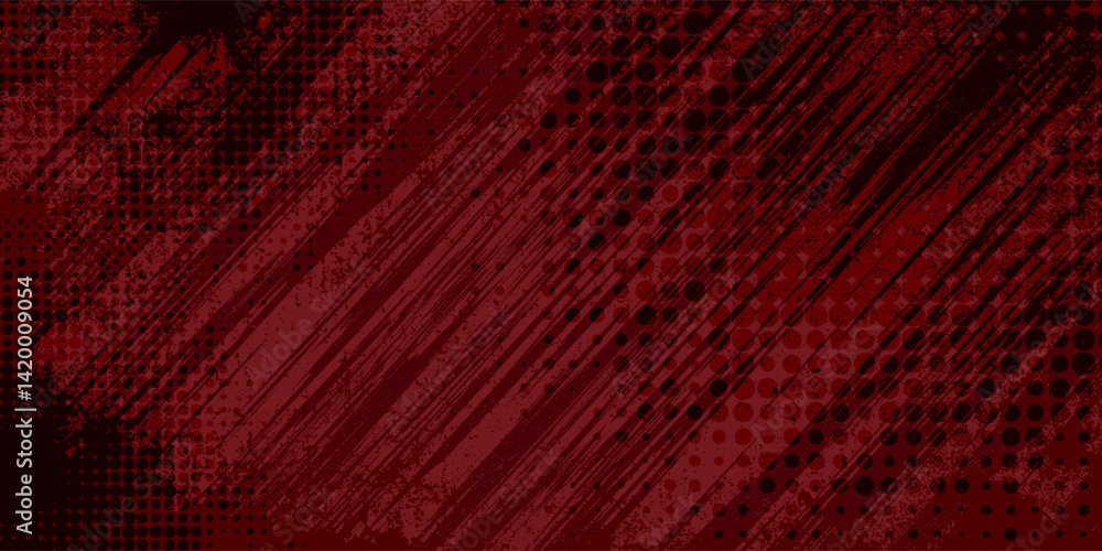 Wall mural Dots halftone and red color pattern gradient grunge texture background. Dots pop art comics sport style vector illustration eps10.