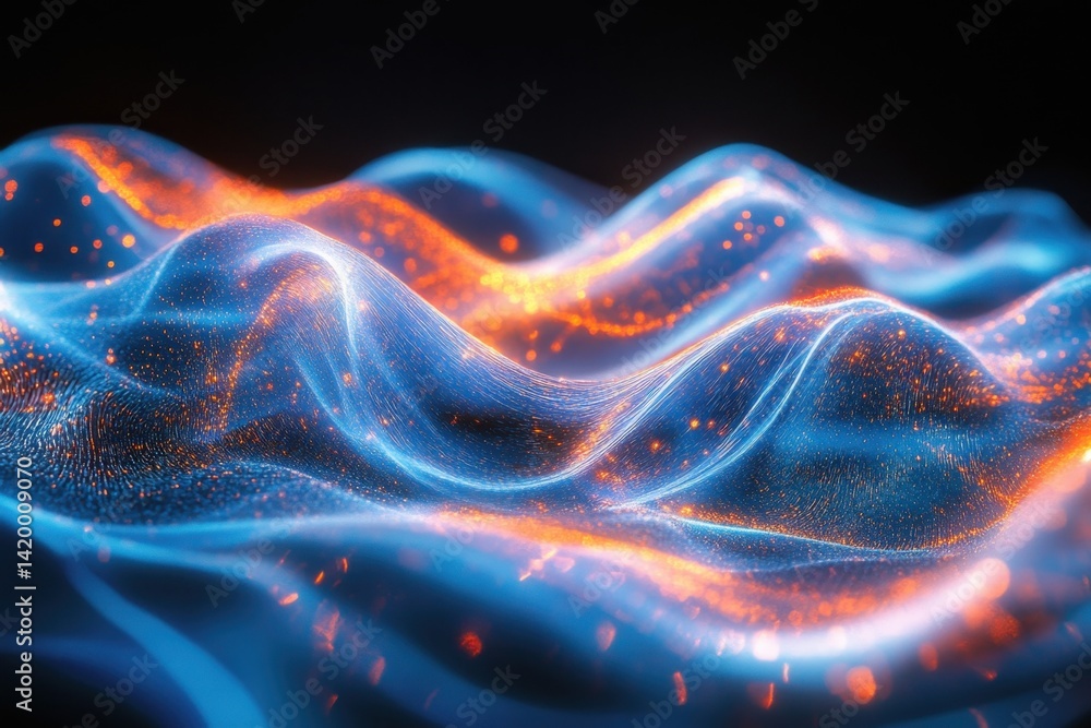 Poster waves of light and energy create a dynamic visual display in dark surroundings
