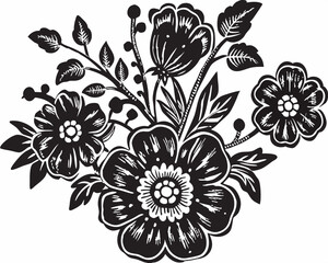 Beautiful Flower bouquet vector silhouette illustration isolated on white background