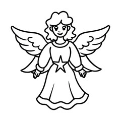 Black and White Angel Illustration for Christmas and Holiday Themes