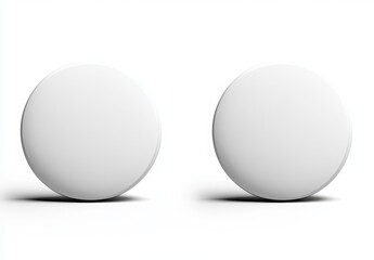 Two Plain Round Blank White Circles on a Simple White Background for Design and Marketing Applications
